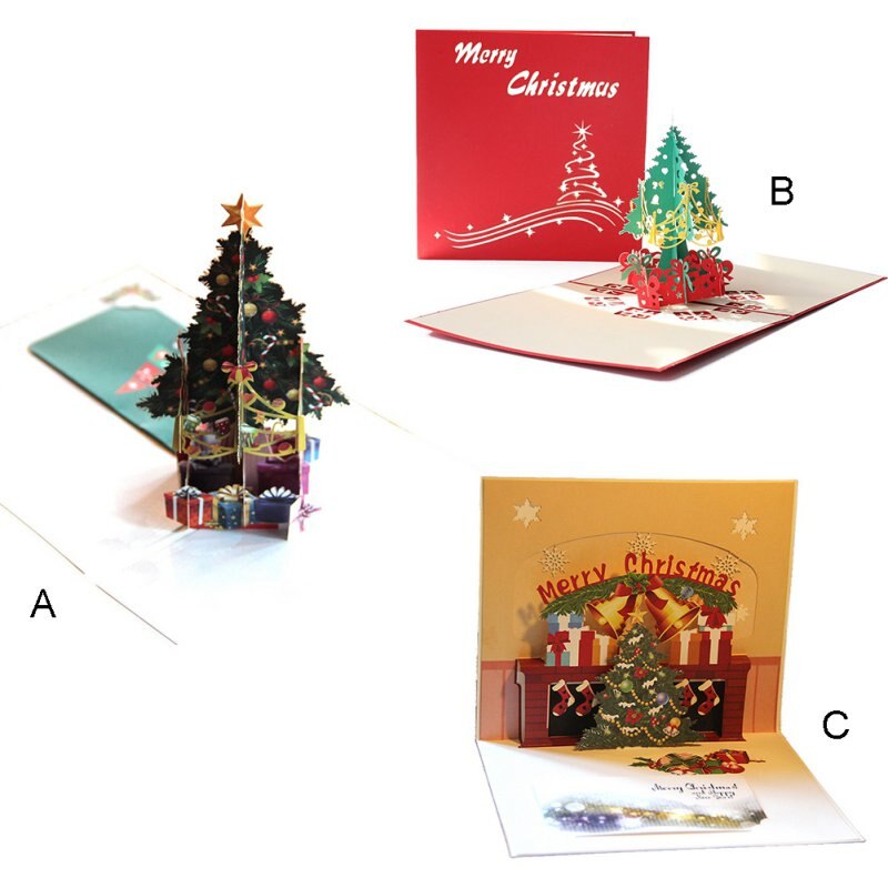 Christmas Stereo Greeting Card 3d Christmas Tree Wish Card Party Invitation Card