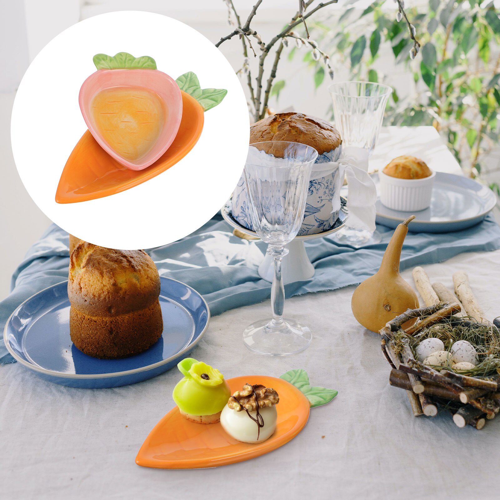 2Pcs Plates Portable Appetizer Plates Snack Plates Ceramic Tableware for Home