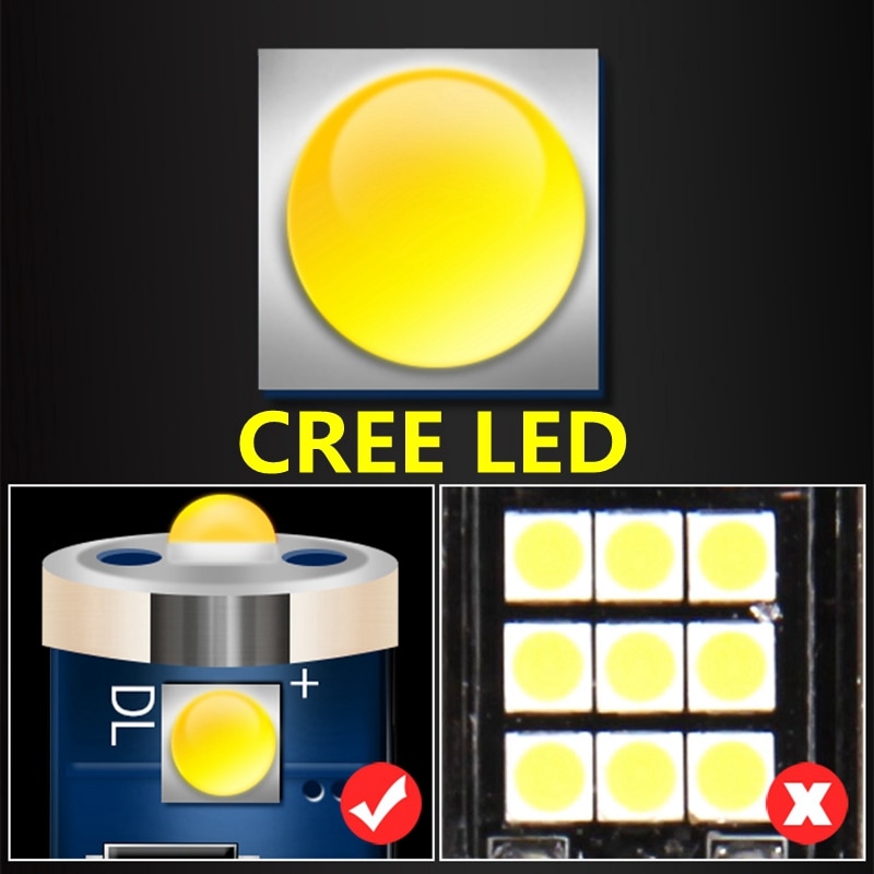 1 stk  t4w ba9s 363 1895 233 cree chip ledet parkeringslys canbus auto interiør læsning dome lamper bil hale side pære