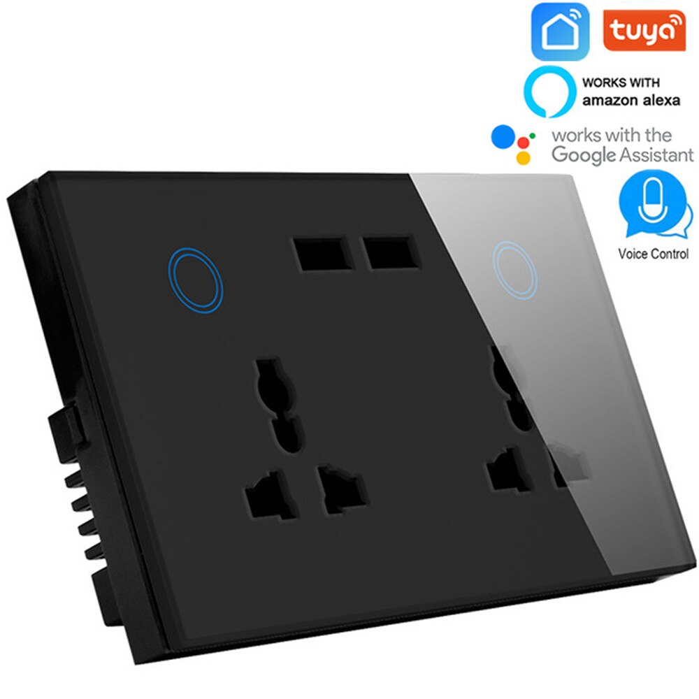 WIFI Smart USB Wall Socket 15A Power Touch Switch Wireless Charge Universal Electrical Plug Outlet Work with Alexa Google Home