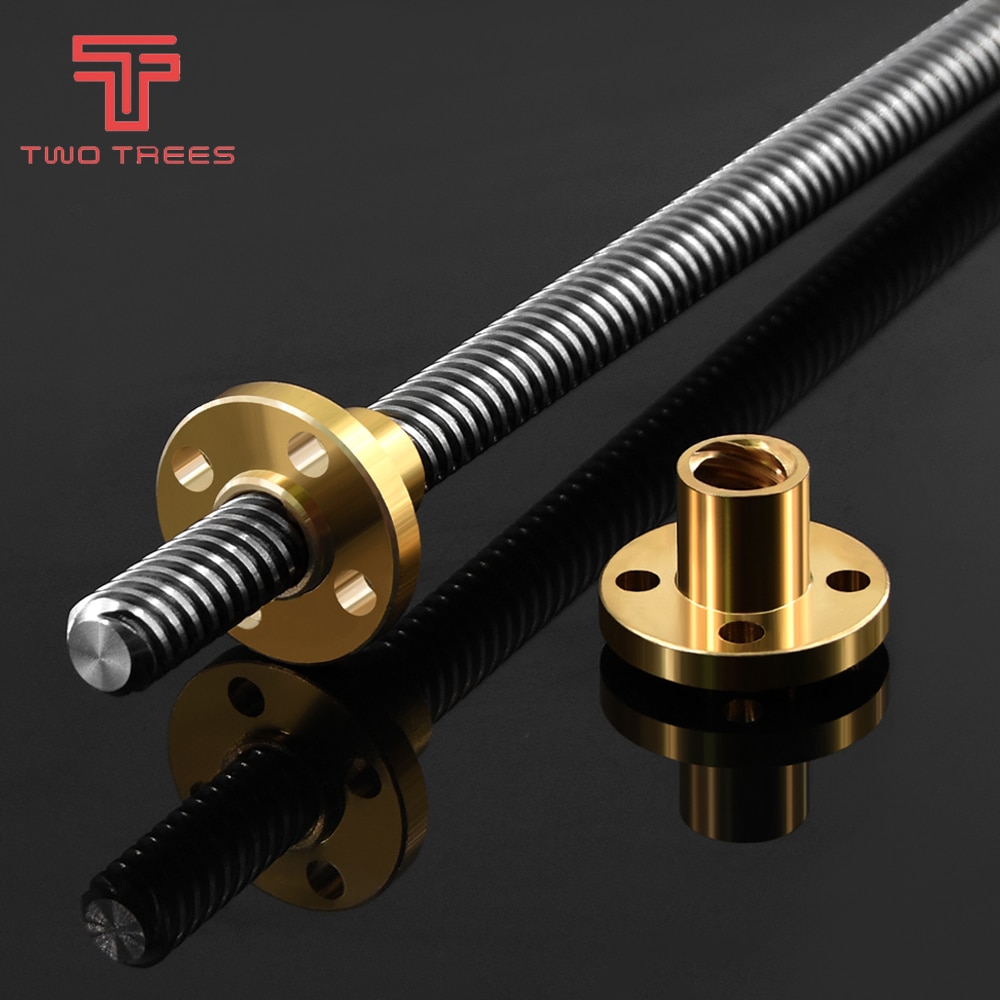 T8 Lead Screw OD 8mm Pitch 2mm Lead 8mm 150mm 200mm 250mm 300mm 330mm 350mm 400mm 500mm with Brass Nut Reprap 3D Printer parts