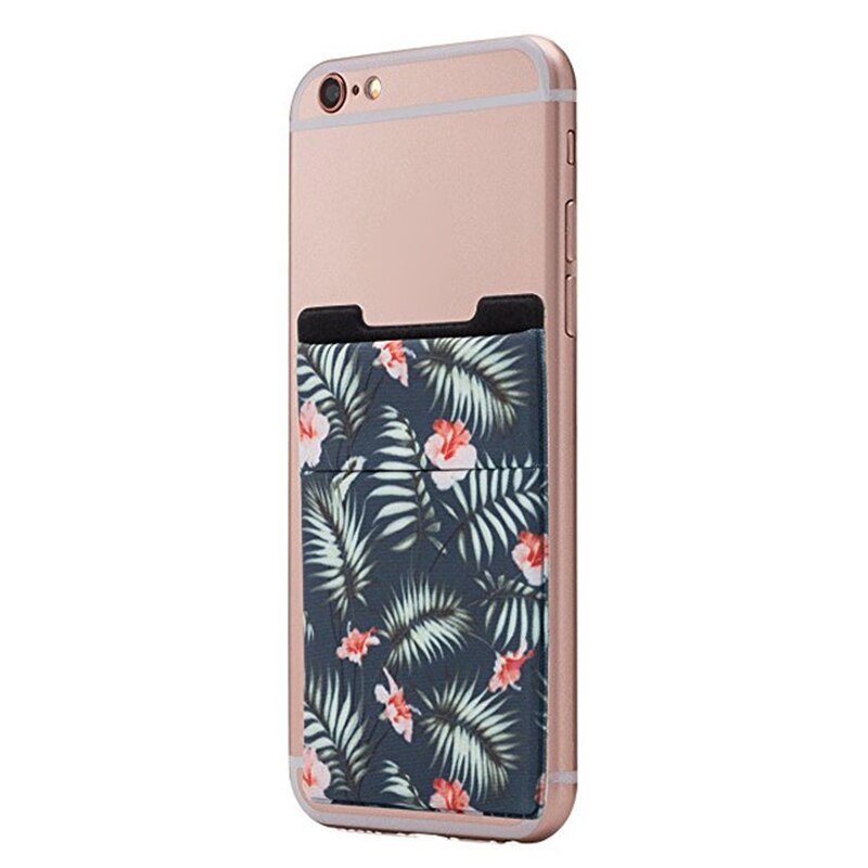 Autocollant de téléphone portable motif de couleur marbre motif porte-carte autocollant de poche avec adhésif NC99: Leaves