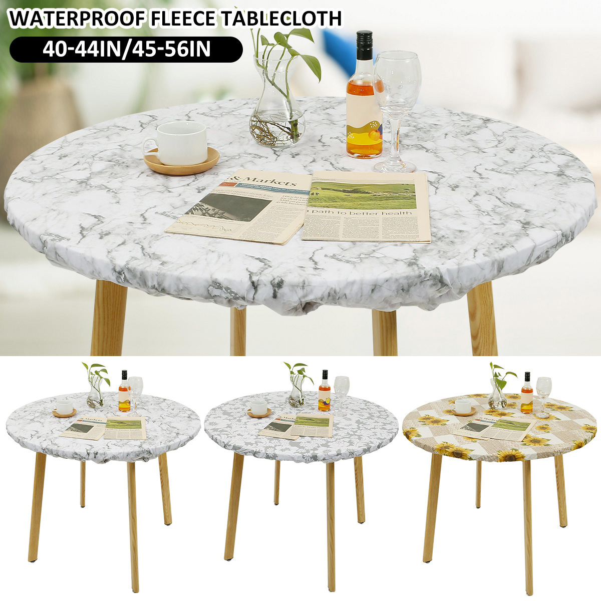 Waterdicht Rond Tafelkleed Elastisch Fixatieomzoomd Pvc Tafelkleed Flanellen Rug Tafelkussen Oliebestendig Voor Eettafel Keuken