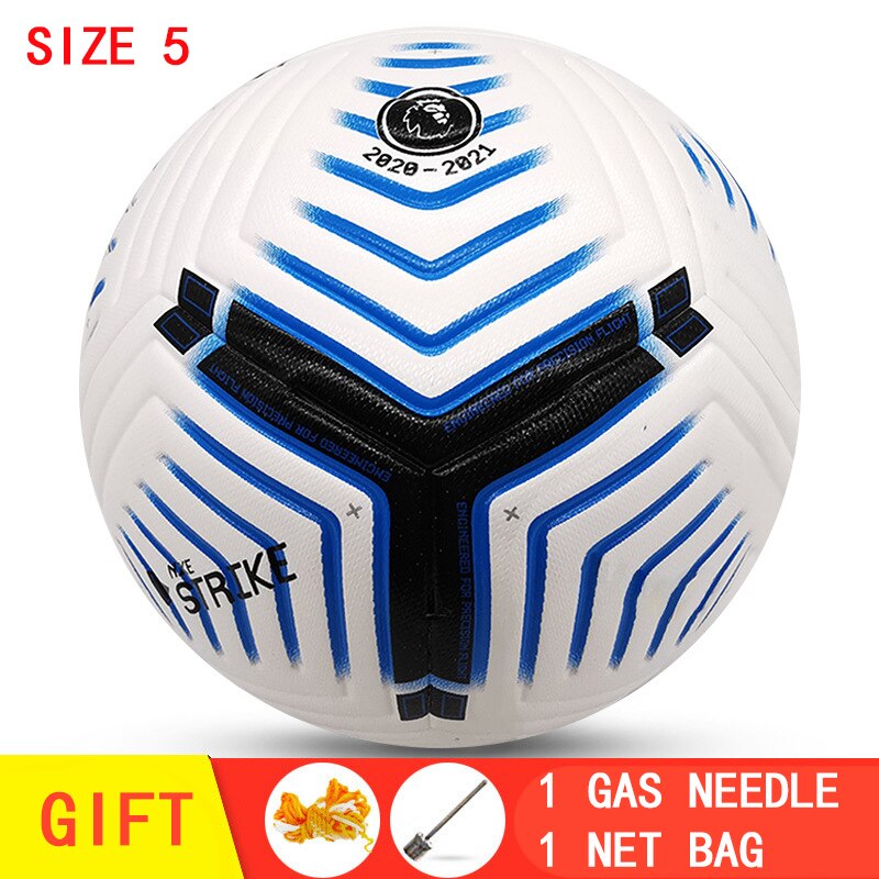 Volwassen Grootte 5 Voetbal, Gas Naald En Netto Zak, Duurzaam, Wedstrijd Of Training, pu Materiaal: TPYC1-2021BlueBlack