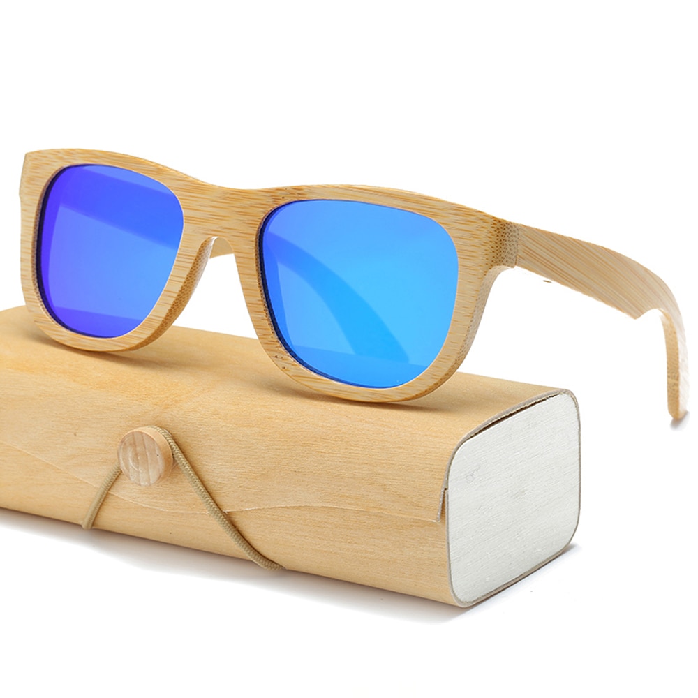 Gafas de sol polarizadas de madera de bambú cuadrado para hombre y mujer, gafas de sol Polaroid para hombre y mujer, gafas de sol retro hechas a mano de color rosa
