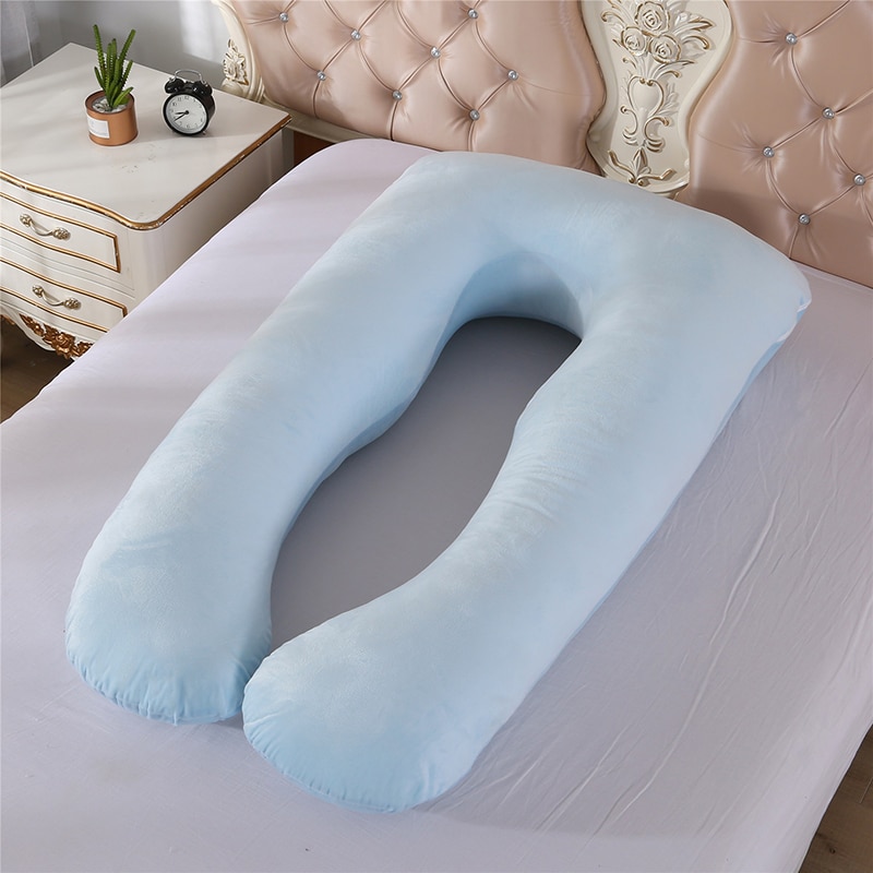 Almohada para mujeres embarazadas, almohada de cuerpo para embarazo, almohadas de algodón con forma de U, almohadas para dormir en el lado del embarazo, 140*75 CMYYF015