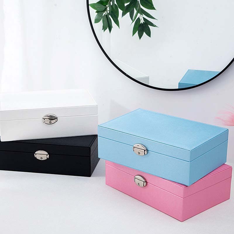 Schmuck Box Kreative Leder Lagerung Ohrring Tragbare Multi-schicht Make-Up Box PU Uhr Box Halskette Halter