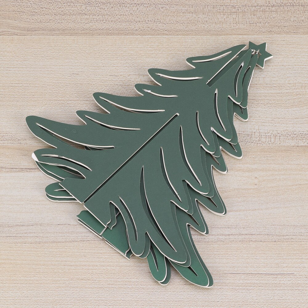 Paperboard 3D Christmas Tree Ornaments Party Table Craft Centerpiece for Decoration (Olive Green)