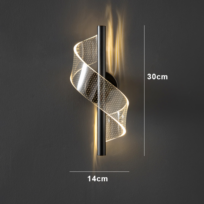 Moderne minimalistisk led-væglampe til hjemmet, indendørs indretning, væglampe til stue, soveværelse, sengebord, baggrundslys, dekoration: Varm hvid  (2700-3500k) / Sort