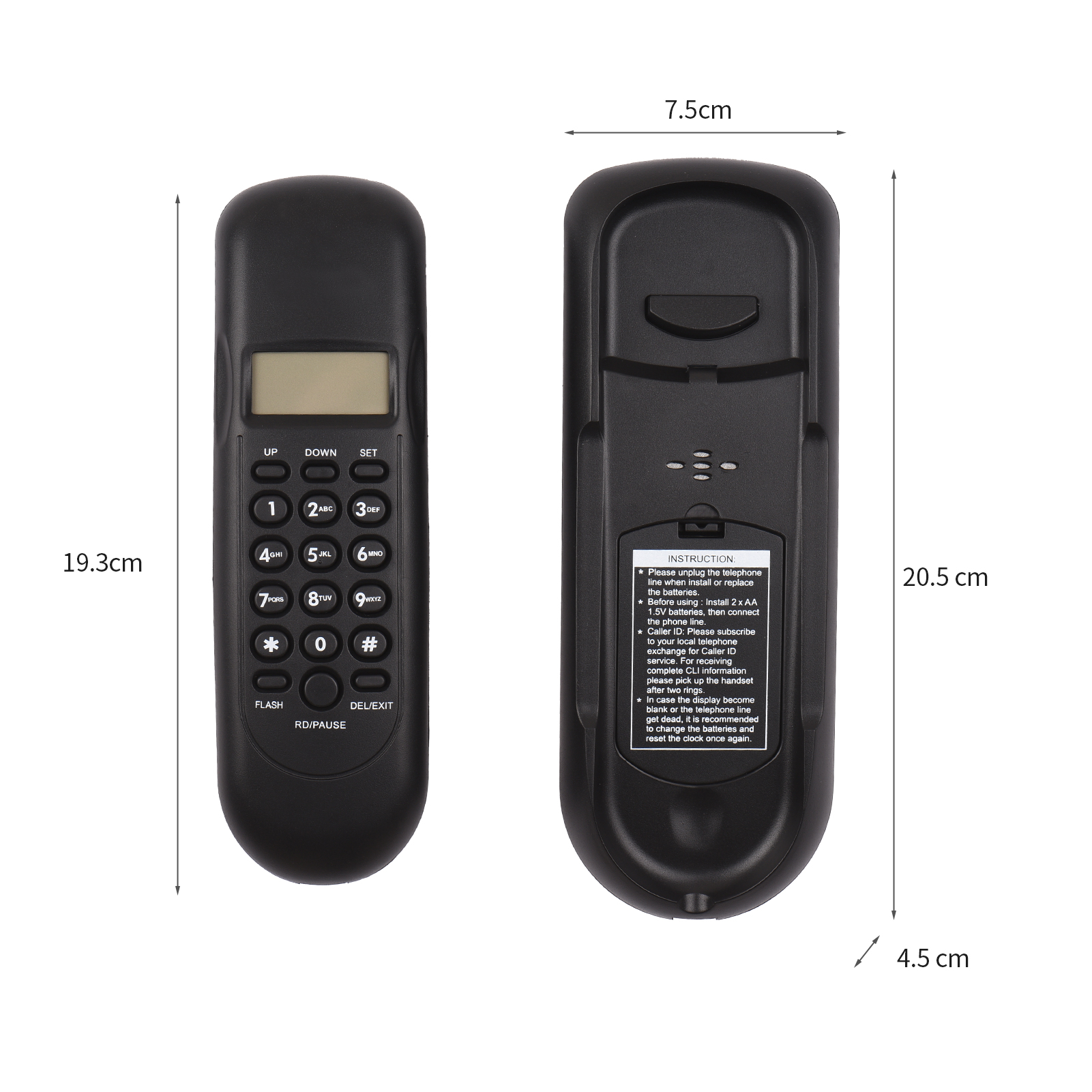 Corded Phone Desk Landline Fixed Telephone Wall Mount Support Redial/Pause/16 Digit LCD Display for Home Office Company Hotel