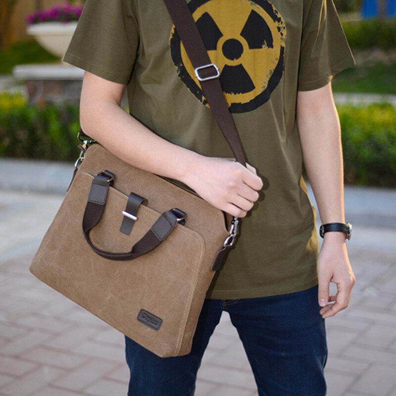 Mannen Aktetas Voor Laptop Mode Canvas Tas Mannelijke Schoudertas Messenger Handtas Organisator Voor Documenten Handtas Mannen