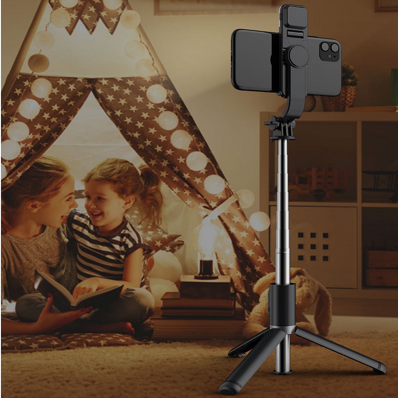 Telefoon Selfie Stick 1045 mm met draadloos Bluetooth LED-invullicht Uitgebreid statief met externe sluiter voor Android IOS mobiele telefoon