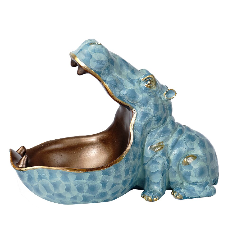 Vilead Hars Nijlpaard Beeldjes Sleutelhanger Opslag Decoratie Woonaccessoires Veranda Dier Standbeeld Ornament Chrimas Nieuwjaar Cadeaus: Light Blue