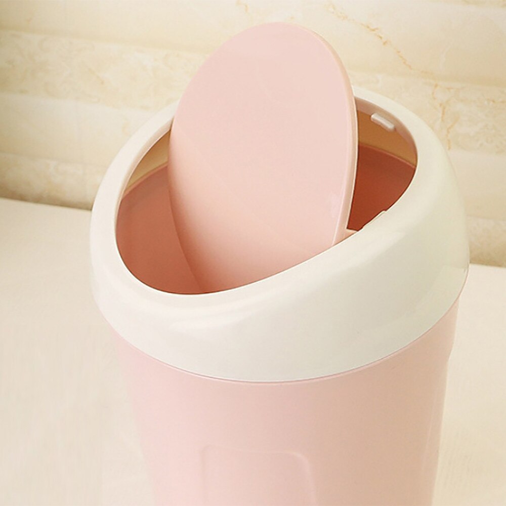 Mini Flip Lid Waste Bins Home Living Room Desktop Bedside Plastic Trash Garbage Can Rolling Cover Dustbin Home Office Supplies