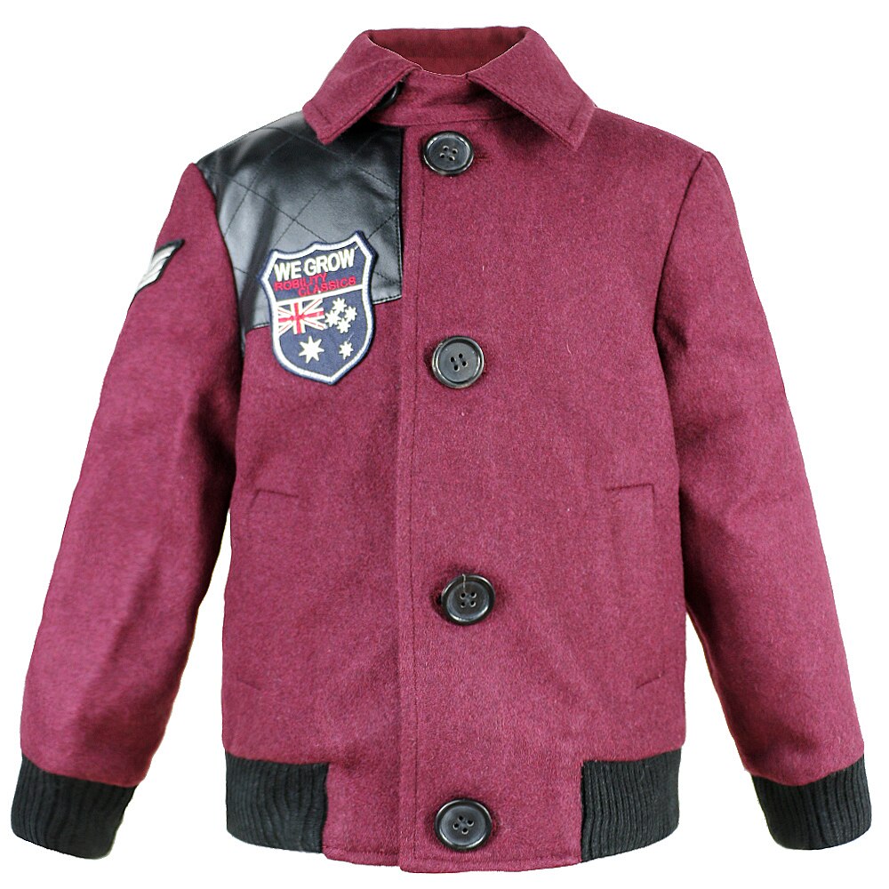 Jongens Pak Dikke Blazer Voor Kinderen Grijs Blazer Pak Soild Blazer Mode Jongen Formele Blazers Jas Jongen Knop Bovenkleding 4C0839: DARK RED / 8