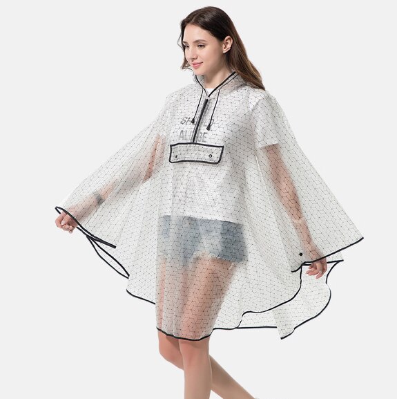 Poncho de lluvia de plástico EVA transparente para mujer, capa impermeable para senderismo y ciclismo, novedad de: Black Grid