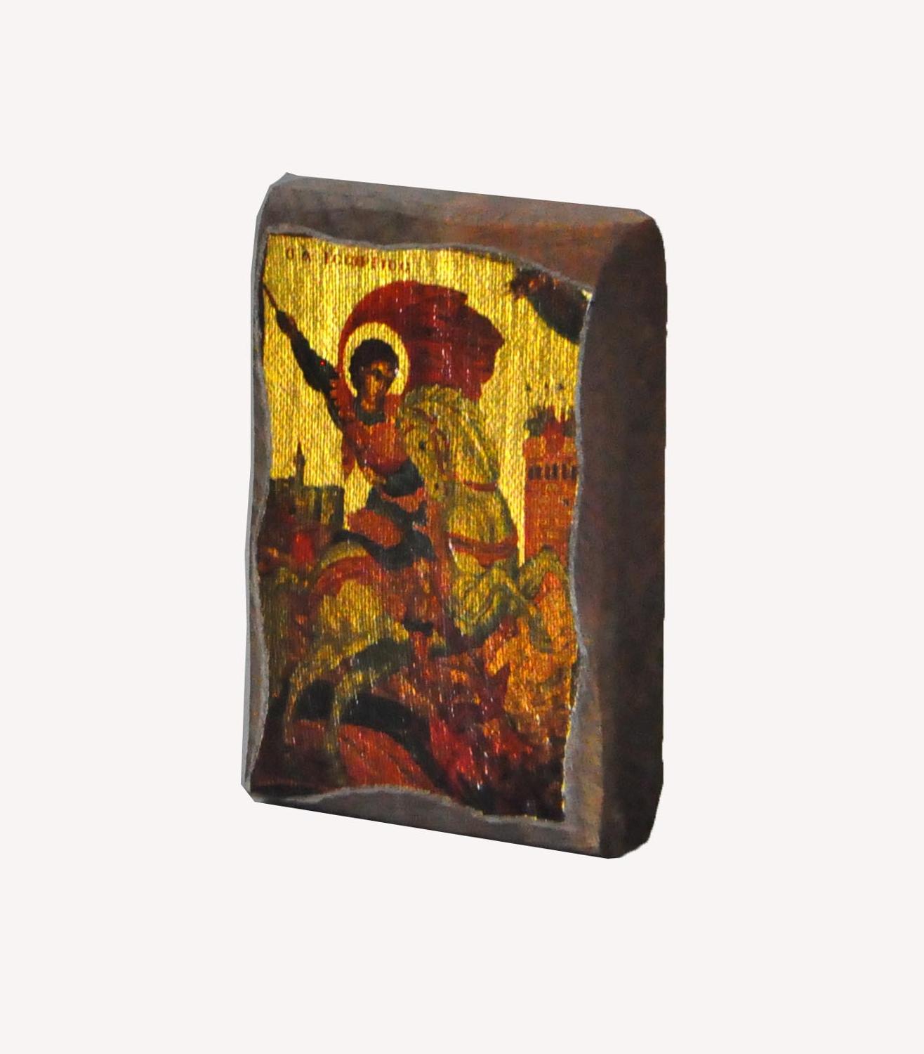 St George Orthodoxe Replica Byzantium Pictogrammen Kerken Woondecoratie Accessoires Noel Christmas Yule Houten Gold Leafs Undefined: ST GEORGE 5 X 7 CM