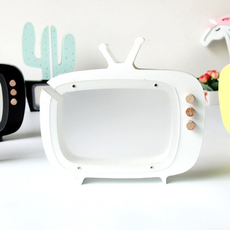 Moderne Houten Spaarpot Kinderkamer Decor Televisie Spaarpot Coin Bank Fotografie Props Creatieve
