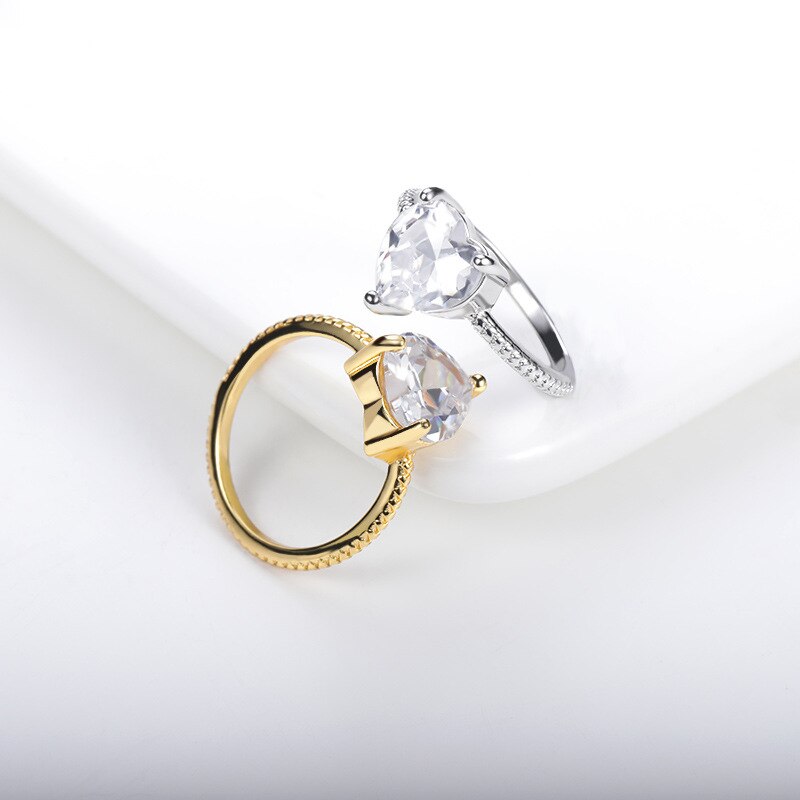 Romantische frauen Herz Ringe Luxus Herz-förmigen Zirkonia Vorschlag Engagement Ring Für Freundin ErkläSprosse Schmuck Neue