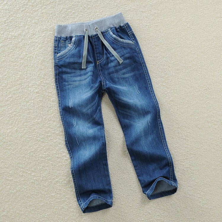 Höst vår causal barn jeans långbyxor baby för pojkar 100%  bomull denim barn jeans byxor mörkblå 2t-14t