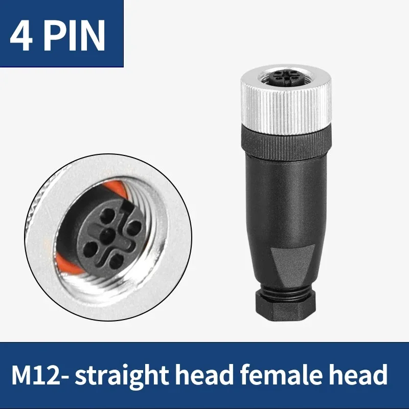 M12 sensor connector 4pin 5pin M12-8 waterproof male&female plug screw threaded coupling A Code sensor connectors: Dark Grey