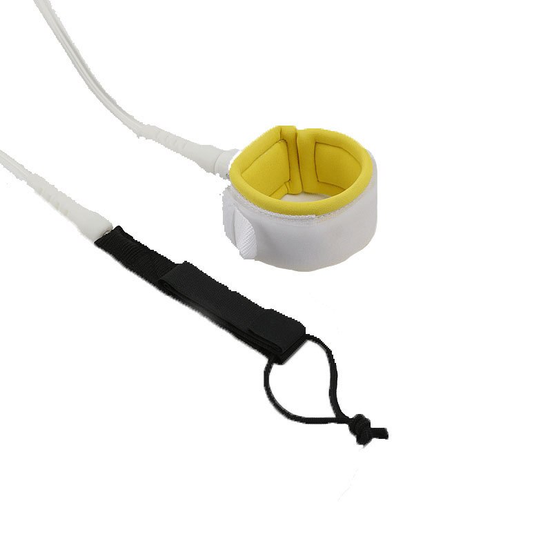 6ft/8ft/10ft/12ft Straight Cord Surf Leash White Surf Leash Surfboard Ankle Calf Leash Steel Swivel Surfing Leg Rope Surfer