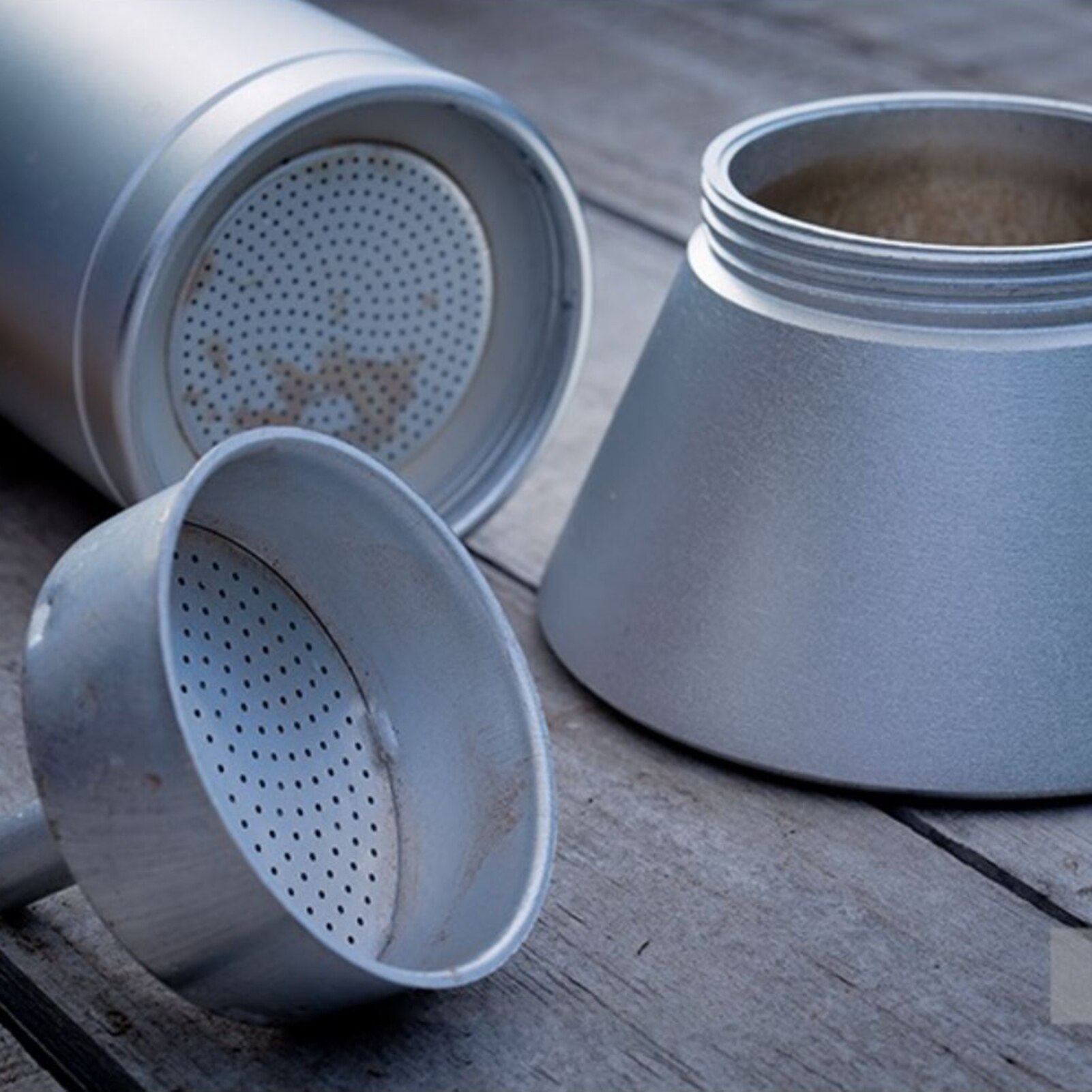 150ml Aluminum Household Moka Pot with Matting Finish, Wooden Handle Anti-scalding, Espresso Pot, Induction Cooker Available