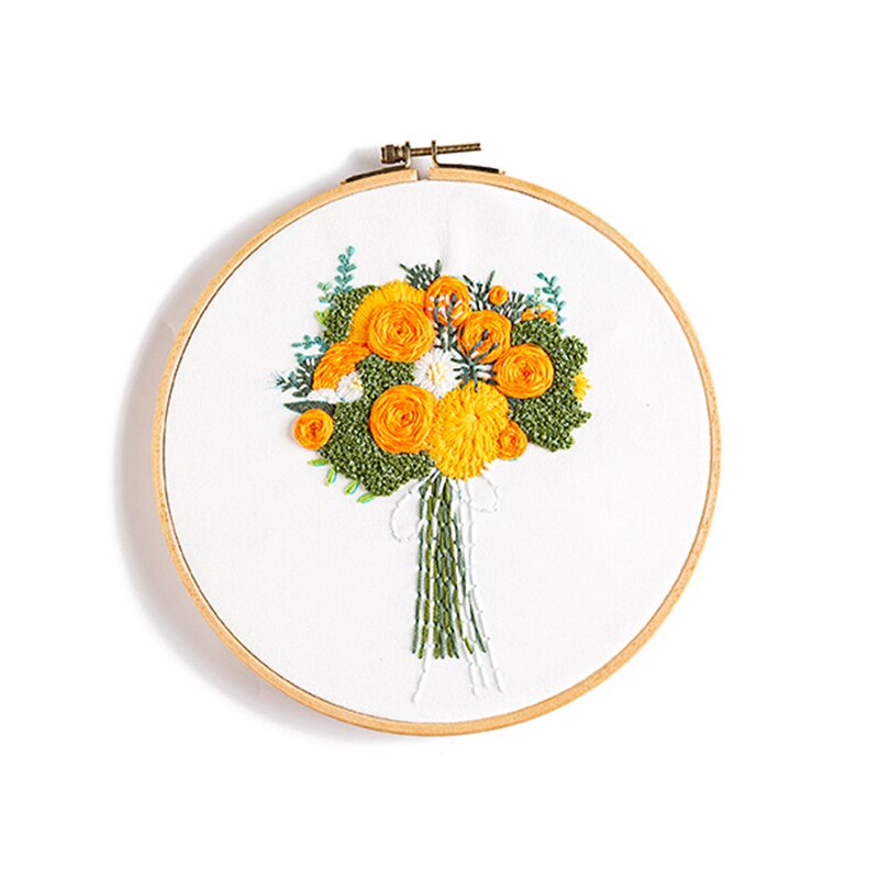 DIY Embroidery Set with Floss Hoop Needles Cloth Flowers Pattern Hand Embroidery Kit for Beginners Craft Sewing Needlework Tool: 511219