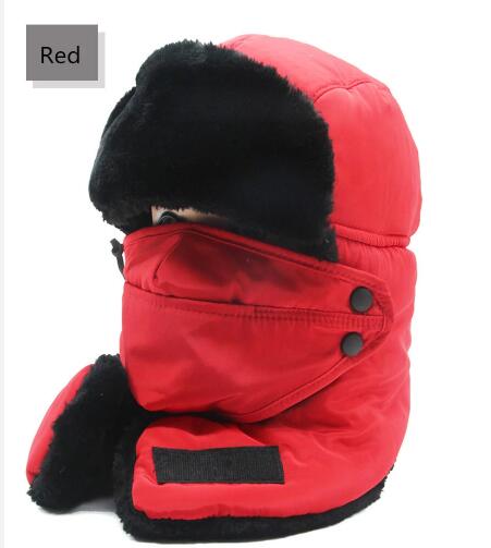 Masque de Ski avec écharpe et bonnet, pour l'hiver, pour le Ski, le cyclisme, le Snowboard, coupe-vent, épais, protection des oreilles, pour hommes et femmes: Rouge