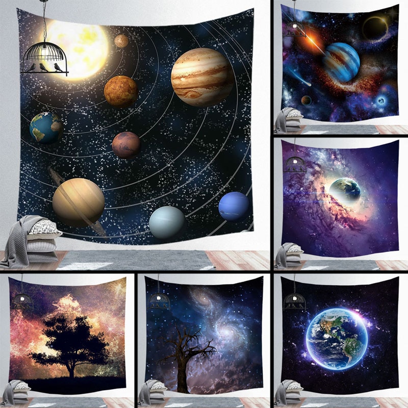 1 stuk 95*73cm sterrenhemel, sterrenhemel, nachtscène, stoffen wandtapijt, polyester, hangend wandtapijt, decoratief wandtapijt, woondecoratie