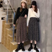 Faldas largas plisadas de estilo Pastoral para mujer, faldas holgadas de cintura elástica, elegantes con estampado Floral