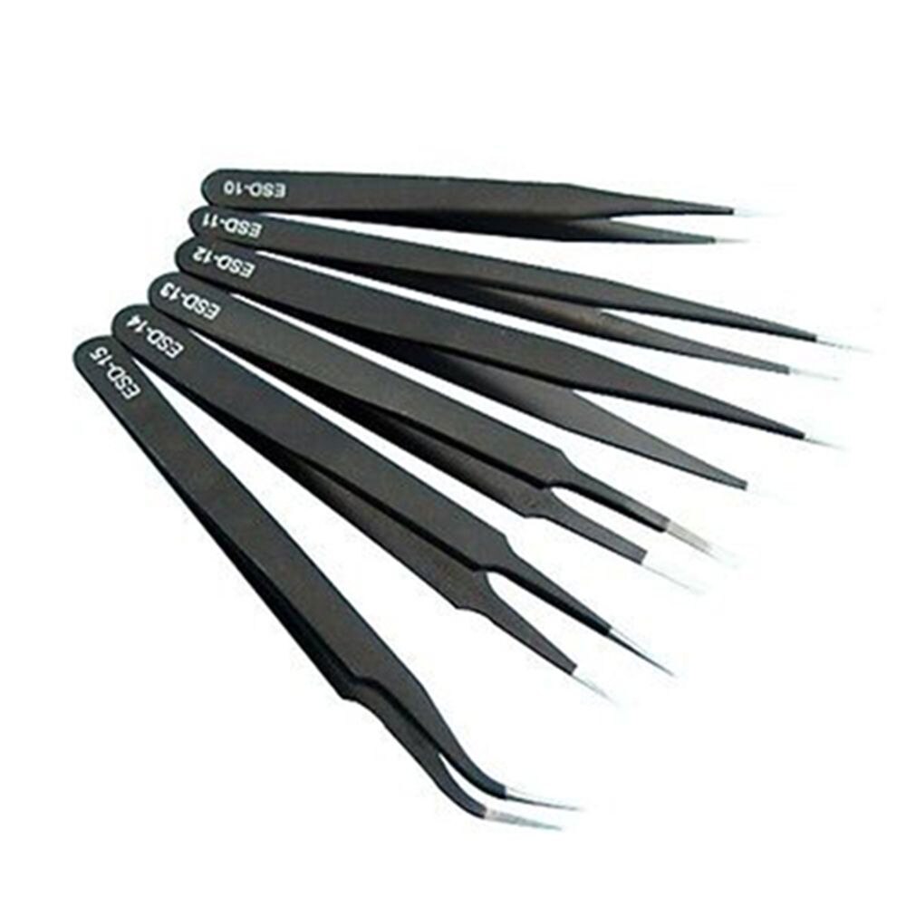 6 Pcs All Purpose Precision Tweezer Set Rvs Anti Statische Tool Kit