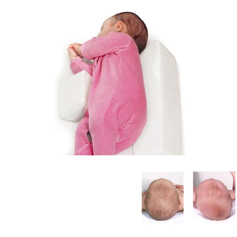 Bebé Infante recién nacido Anti rollo almohada posicionador de sueño seguro dormir evitar cuñas de cabeza plana cojín blanco