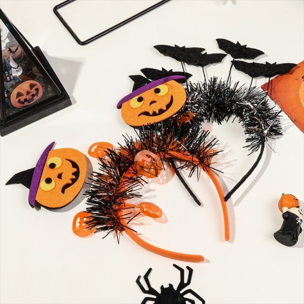 Sjov dekoration flagermus halloween hårbøjle spøgelse net edderkop pandebånd græskar polyester festival hårtilbehør maskeradefest