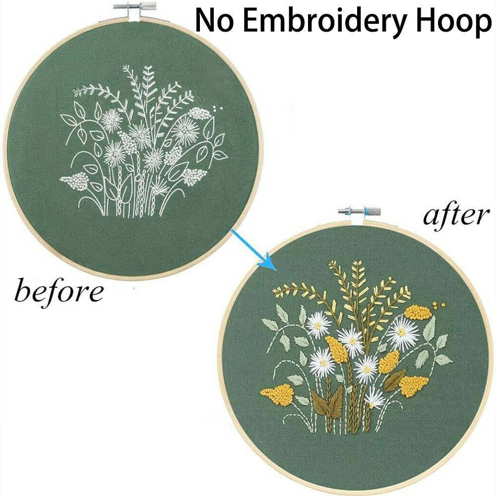 DIY Embroidery Beginners Kits Pre-Printed Floral Pattern Cross Stitch DIY Embroidery Flower Handwork Needlework