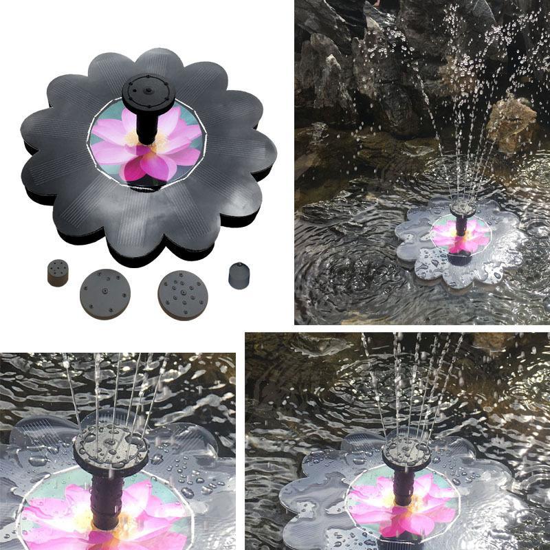 Floating Solar Water Fountain Lotus Pattern Solar Panel Bird Bath Floating Water Fountain Pump Garden Pond Decor