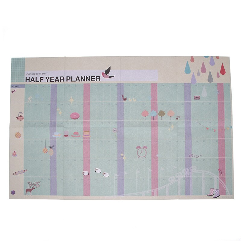 School Supplies Half Jaar Planner Kalender Studie Tempo Marker Leren Werken Plan Tafel Voor Student