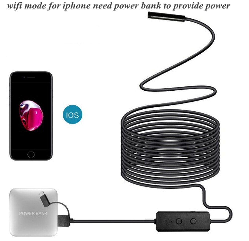 3in1 USB WIFI Dual USE Endoscope Camera For iphone and Android 8mm lens Wireless Inspection Borescope Camera