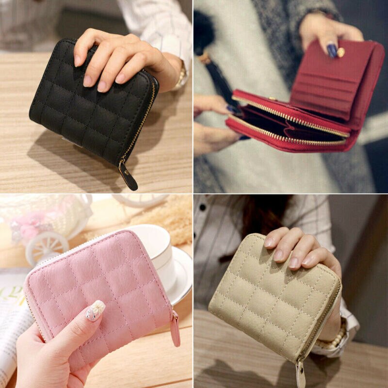 Delle Signore Delle donne Portafoglio In Pelle Con Zip Della Borsa Della Moneta Della Frizione Della Borsa Piccolo Mini Supporto di Carta