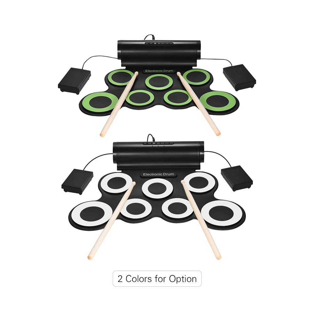 Digital Stereo Roll up Drum Electronic Drum Set 7 Silicon Pads USB Powered Built-in Speaker with Drumsticks Foot Pedals
