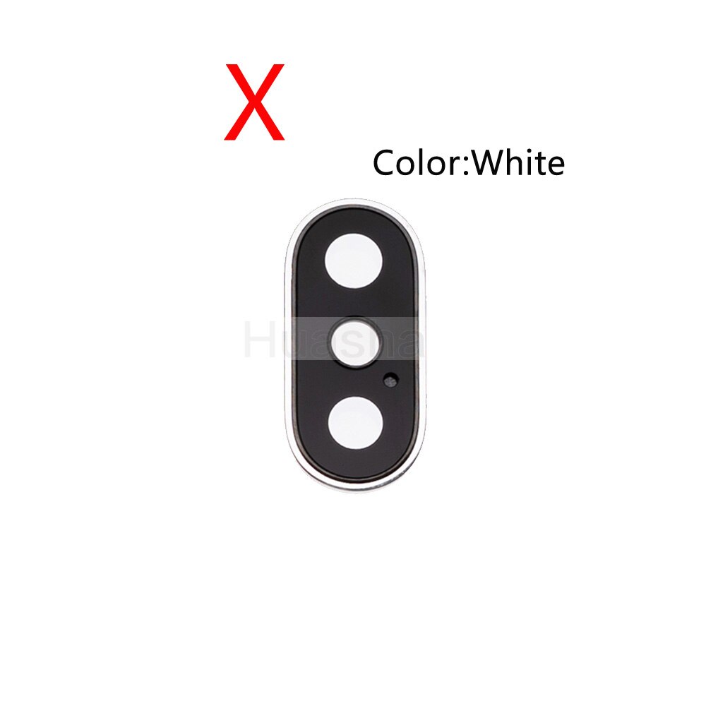 Bakre bakre kamera glass linse ring deksel for iphone  x 7 8 plus med rammeholder reservedeler: X hvit