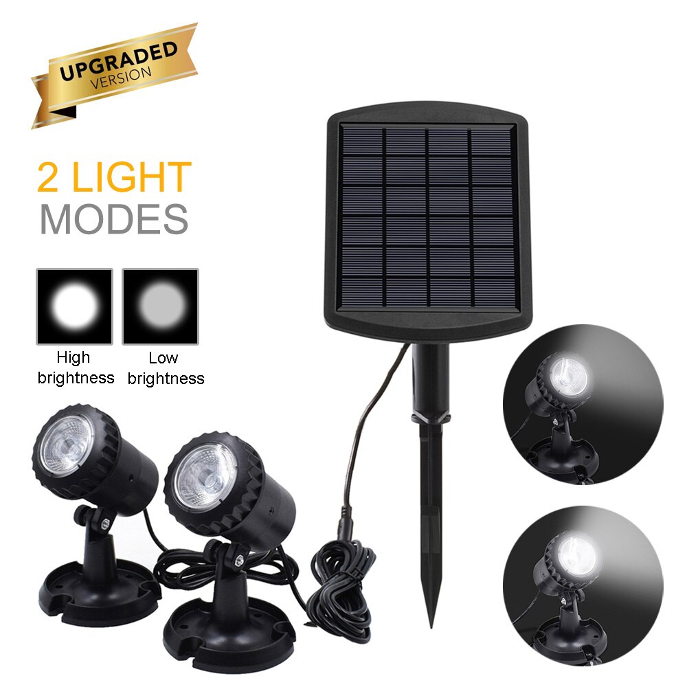 Solar Powered 1/2/3 Lamps Landscape Spotlight Projection Light For Garden Pool Pond Outdoor Lighting Underwater Lights: 2 Spotlight / cool white