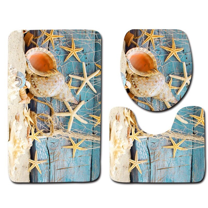 3 Stks/set Zeester Wc Mat Coral Fluwelen Voor Antislip Zachte Toilet Badmat Accessoires Keuken Tapijt Deurmatten home Decor