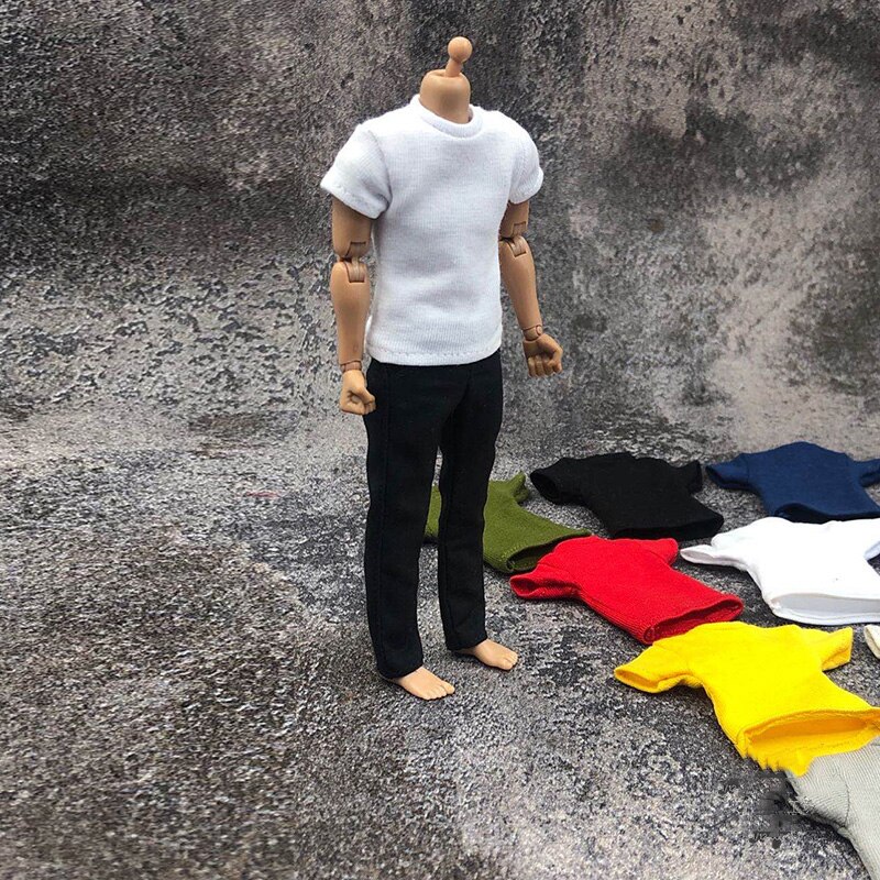 Figurine homme/femme, échelle 1/12, vêtements, couleur unie, T-shirt court, accessoire pour modèle de figurine d'action 6 pouces, en Stock