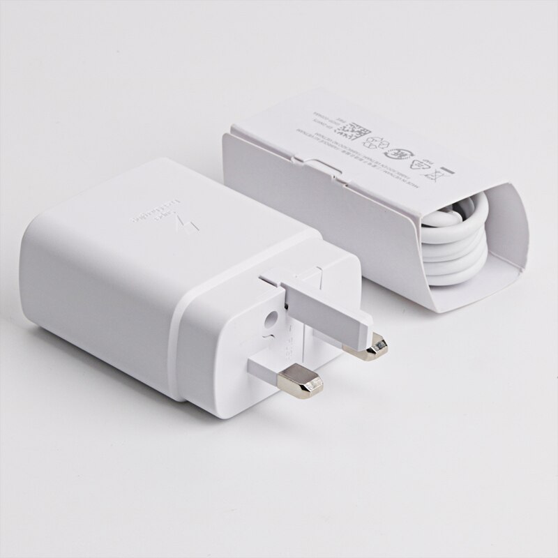 Samsung originale 45W EU US UK USB-C caricabatterie super adattivo per ricarica rapida 100CM PD cavo per Galaxy S21 S20 nota 20 Ultra nota 10: White UK Add Cable