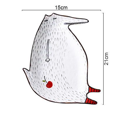 Animal Dishes Ceramic Plates Breakfast Beef Cartoon Cute Dessert Dish Fruit Snack Plate Simple: fox dish