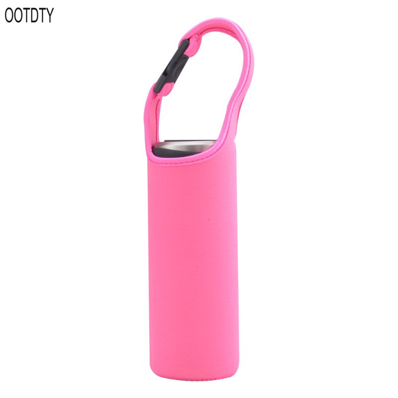 Funda con aislamiento térmico para botella de agua, funda aislante portátil, bolsa de transporte al aire libre con hebilla a presión para 500ML de diámetro, 6-8cm: Pink