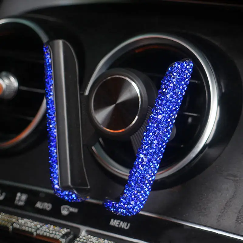 Diamond Crystal Car Phone Holder in Auto Stand Cellphone Bracket Holder for Phone Auto Stuff Bling Car Accessories for Women: Blue