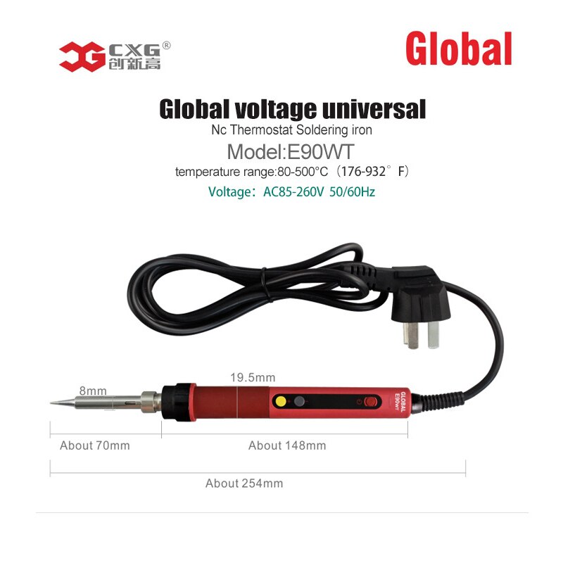 Soldador eléctrico CXG E60WT/E90WT/E110WT, soldador LED de temperatura ajustable, 60W/90W/110W