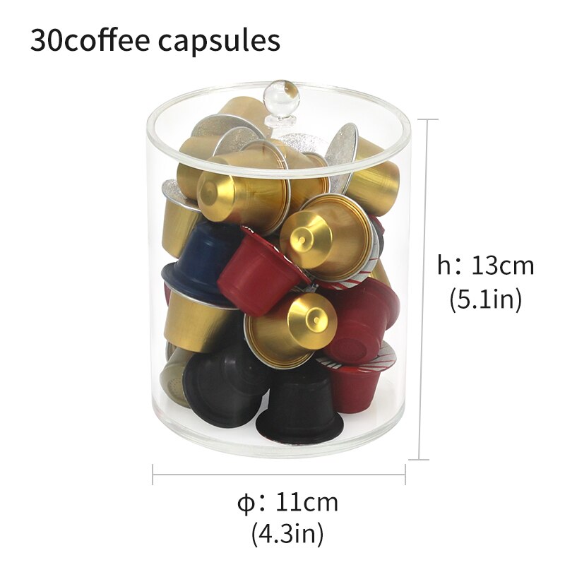 Acessórios de armazenamento de cápsulas de café caixa de acrílico desktop à prova de poeira rack de armazenamento transparente aleta café do agregado familiar: 30 capsules